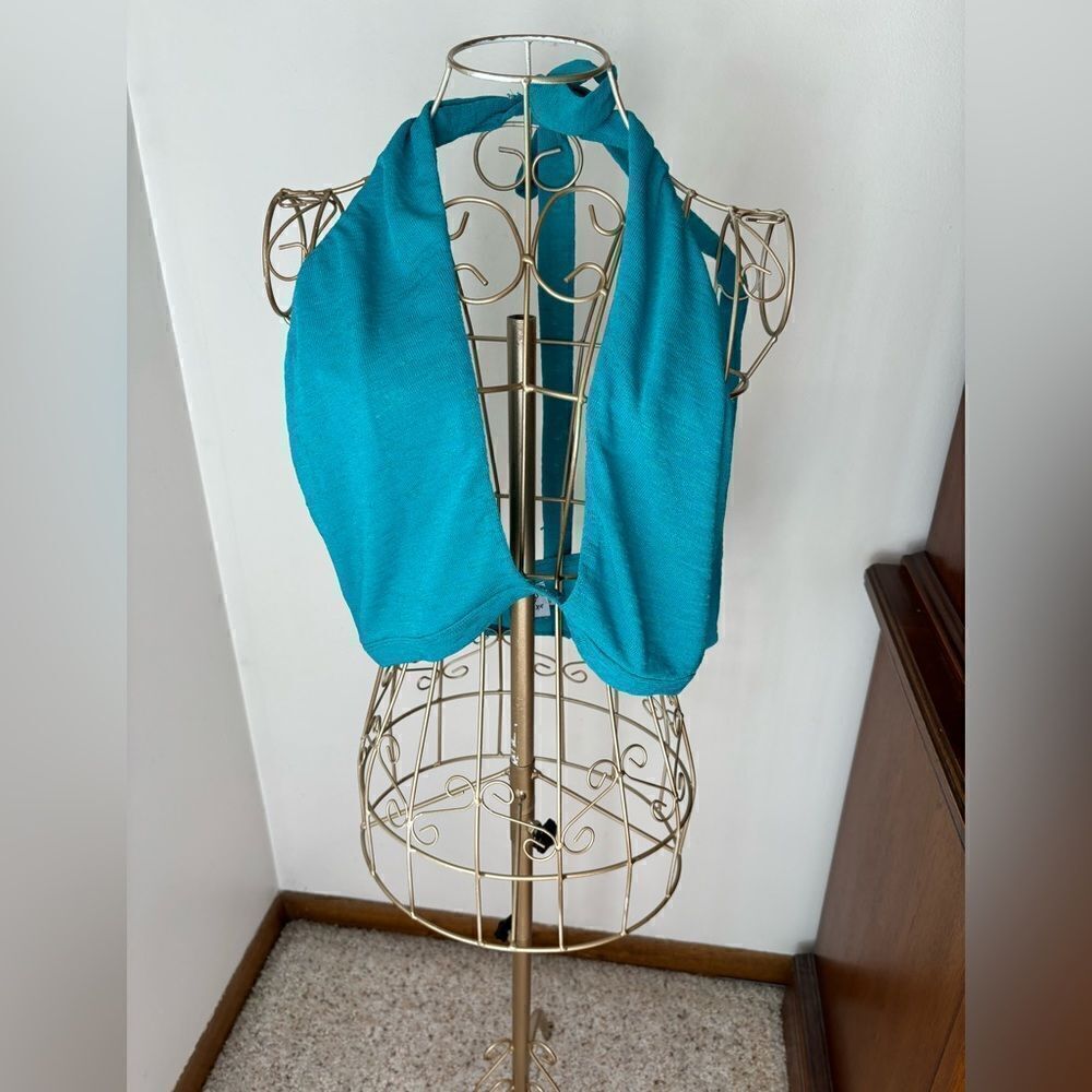 Princess Polly Deep V Halter Crop Top Open Back Size US 12 Teal